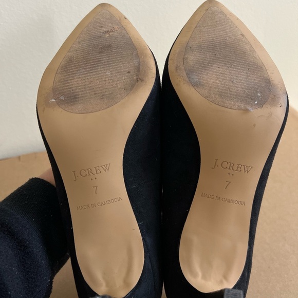 J.Crew‎ Womens Black Shoes 7 Abelle Micro Suede CapToe Pumps Heels Career Office - Picture 10 of 16